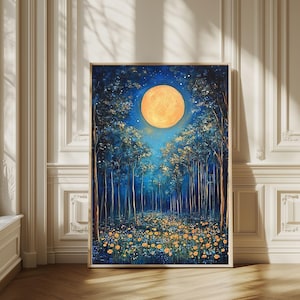 月のウォールアート、ウィリアム・モリスのプリント、ダークフォレストのプリント、ワイルドフラワーのプリント、ゴシックウォールアート、テキスタイルアート、ダークアカデミアのプリント、フォレストプリント