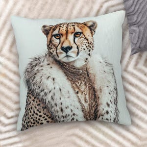 Leopard Pillow Case Quirky Gift Boho Retro Cushion Cover Maximalist Home Decor Animal Cheetah Throw Pillow CoverBoth Side Print Pillow