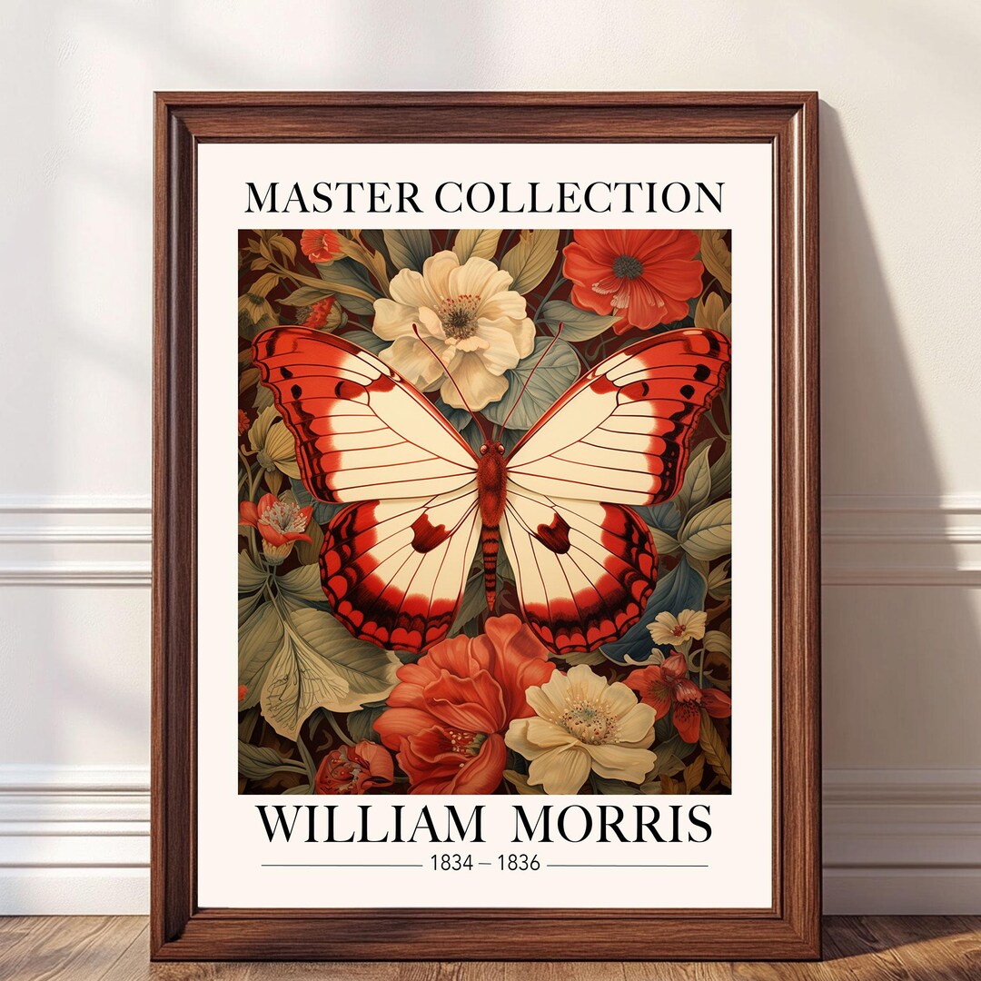 William Morris Butterfly Print: Vintage Floral Botanical Wall Art - Etsy