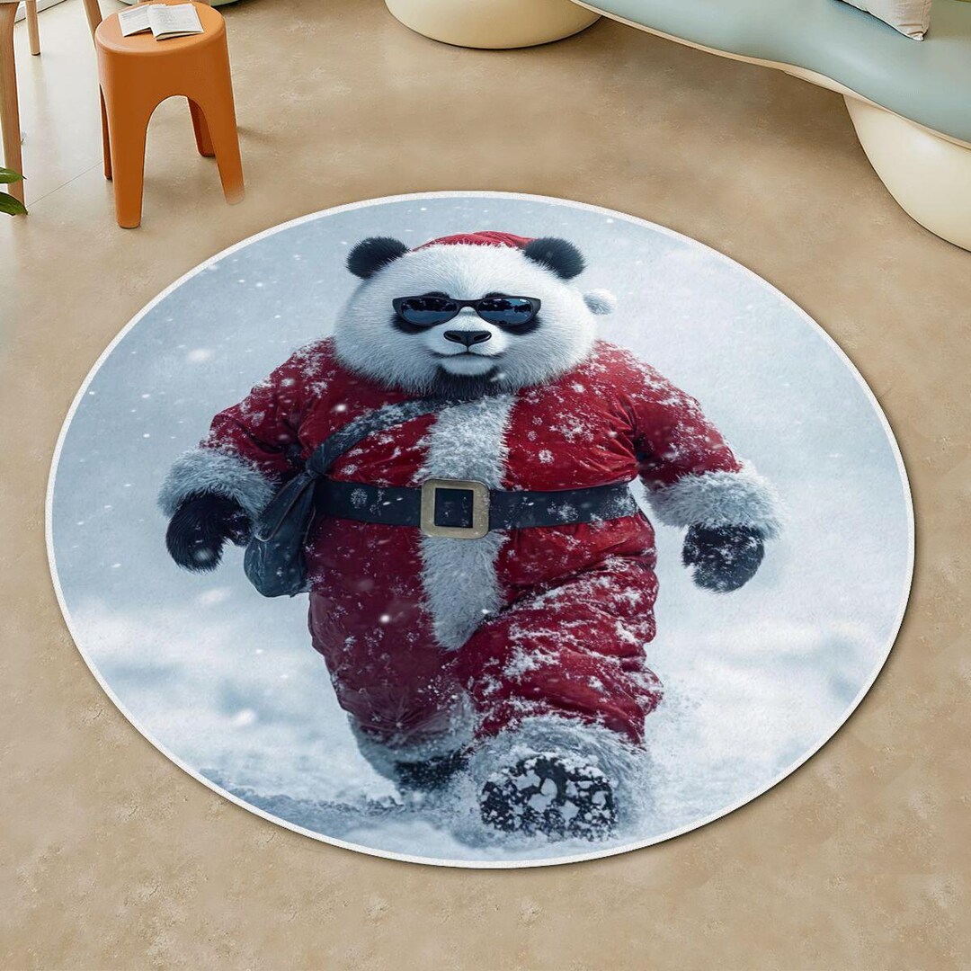 Panda Print Round Rug: Quirky Animal Accent Rug - Etsy