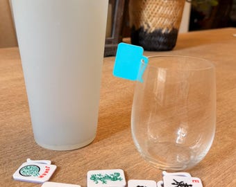 Mahjong Drink Markers Set – 3D Printed Tile Cocktail Tags (Dragons, Winds, Joker)