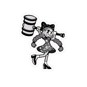 Cartoon Hammer Girl Stickers, Cute Cartoon Sticker Set, Laptop Decals, Scrapbook Stickers, Planner Stickers, Water Bottle Stickers