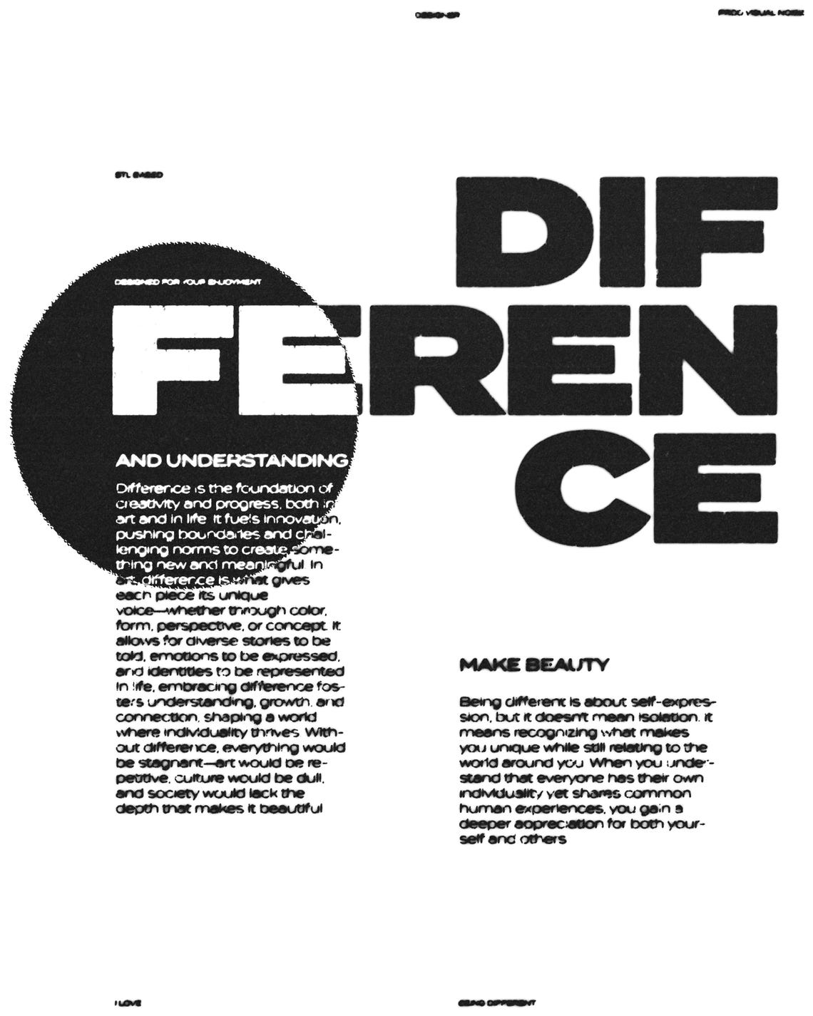 Difference, Typography Focused Poster Design, Black and White ...