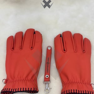 Orange Cowhide Leather Gloves: Touchscreen Winter Gloves, Unisex
