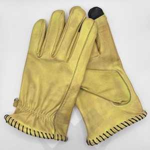 Vintage Light Green Leather Gloves: 70s Style Unisex Gloves