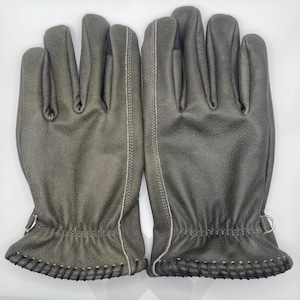 Handmade Charcoal Grey Leather Gloves: Unisex Winter Riding Gloves