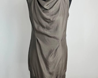 Rivamonti 100% Silk Brown-Grey Dress Tunic Size M (0534)
