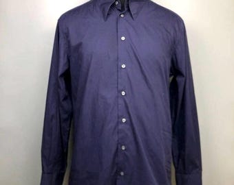 Versace Classic V2 100% Cotton Dress Shirt Navy Blue Size 44 / 17
