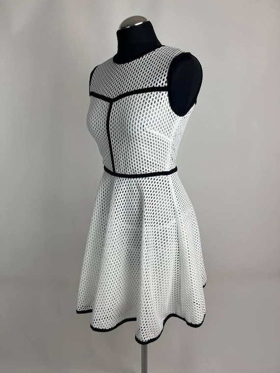 Sandro, Sandro Paris Black and White Open Stitch Fit and Flare Dress Size S (0536)
