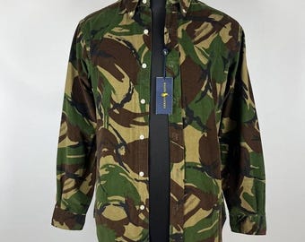 Polo Ralph Lauren Herrenhemd Camo Velvet 100% Baumwolle durchgeknöpft Hemd Größe M (0305)
