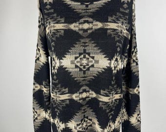 Maglia sottile in maglia azteca del sud-ovest di Ralph Lauren Denim Supply, taglia M (0585)