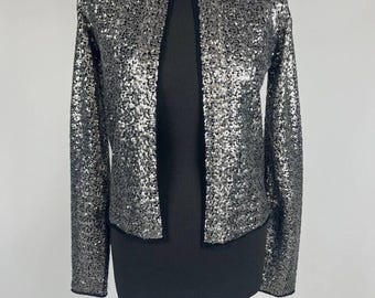 Zadig & Voltaire Blazer Deluxe Emilie Paillette Lentejuelas Plateadas Talla M (0262)
