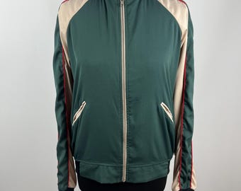 PINKO Embroidered Rose Satin Bomber Jacket - Green/Beige - Size IT 42 / UK 10