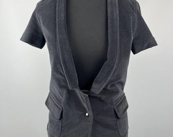 Vintage Black Cotton Blazer, Short Sleeve, Y2K Whimsigoth Style (Size S)