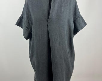 Hannes Roether 100% Pure Linen Midi Kaftan Gray Dress Size M