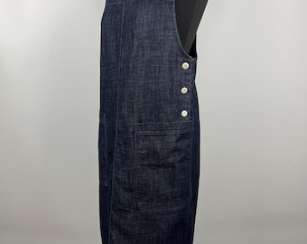 TOAST C1KAC Indigo Blue Denim Midi Pinafore Dress (UK 10 / US 6)