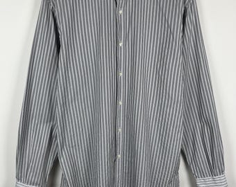 ETRO Milano Herren Gestreiftes Hemd aus 100% Baumwolle Made in Italy Größe 44