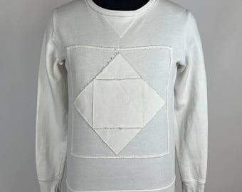 Sandro Paris Men Geometrik Print White Sweatshirt Size M (0519)