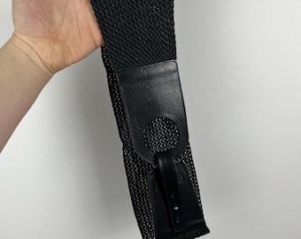 OSKA zwart geweven elastische stretchriem maat 2 Made in Germany Lagenlook