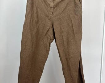 Oska Women Brown Pants Linen Size 4 (0224)