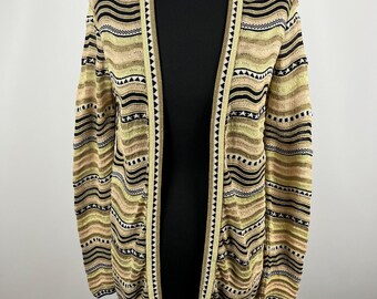 M Missoni Metallic Gold Zick Zag Strick Cardigan Größe 38