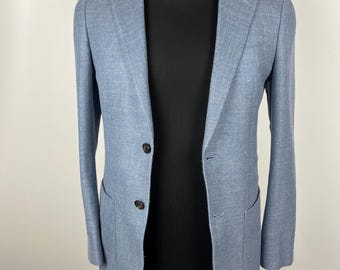 Suitsupply Havana Patch HL Wool Silk Linen Cashmere Blue Blazer Size 44