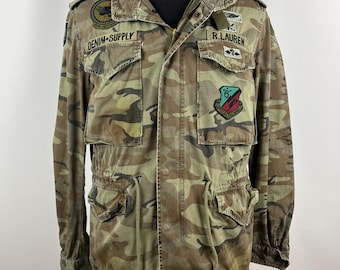 Gedragen staat Denim & Supply Ralph Lauren M-65 Camo Field-jack herenmaat L