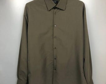 Versace Classic V2 100% Cotton Dress Shirt Olive Size M