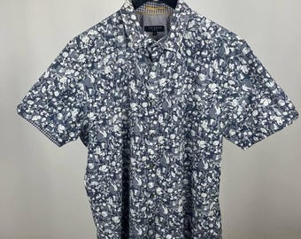 Ted Baker Mens Shirt Short Sleeve Floral Print Size 4 (0581)