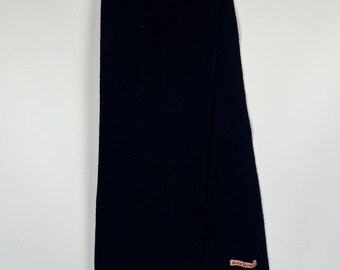 Acne Studios Authentic Black Narrow Fringed Wool Scarf Pink Label One Size