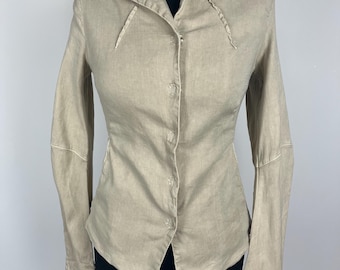 Transit Par Such Italy Avant Garde Linen Jacket Metal Buttons Unlined Blazer S