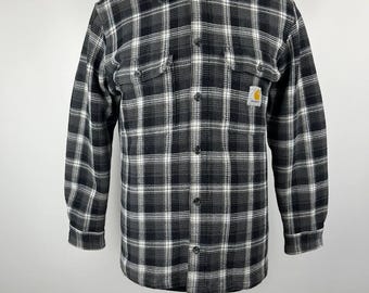 Carhartt WIP Hepner Checked Waffle-Knit Cotton Shirt Blacksmith Men's Size XL