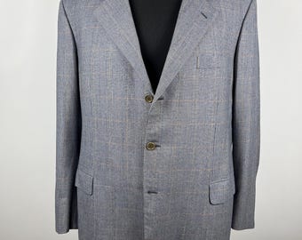 BRIONI Palatino Gray Glen Plaid Blazer 60 IT 50 R US 100% Wool Italy