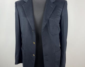 GUCCI Herren Marineblauer Wolle Blazer Gold Logo Knöpfe Italien Größe 48/50