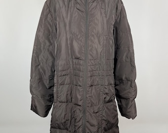 Moncler Luxury Down Long Quilted Puffer Jacket - Brown Hooded Coat Size 6