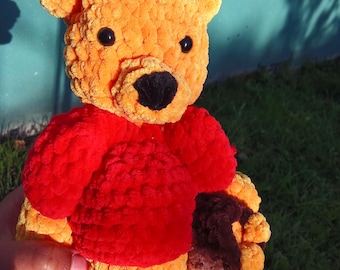 Crochet Winnie the Pooh plush toy, handmade amigurumi cuddly toy, crochet Winnie the Pooh plush toy,