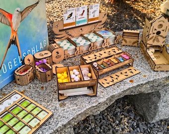 Organizer <Inlay> for Wingspan & Extensions - Sleeved, fits / Customizable and pre-assembled