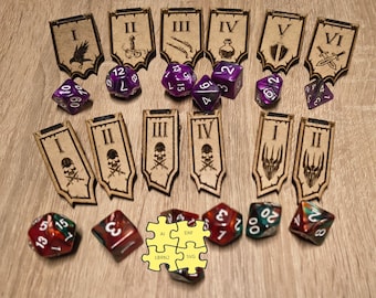Initiative und Spielermarker + Bonus Aufbewahrungskiste - Digitale Dateien lightburn svg ai Dxf