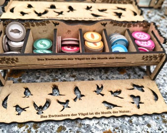 Feeding bowls / feeding station organizer for Wingspan / Wingspan + storage box (customizable)