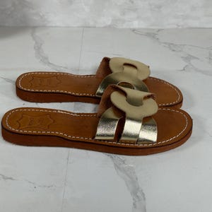 Handmade Moroccan Leather Sandals Women – Gold Artisanal Sandale Cuir for women, Traditional Summer sandals, Natural Leather Footwear