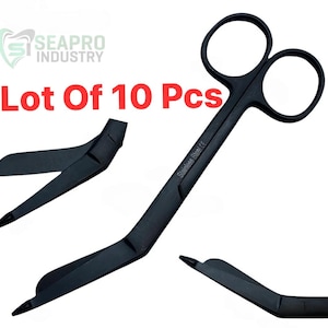 Lot of 10 Bandage Scissors 5.5&quot; – All Black Stainless Steel Nursing Scissors for Nurses, Students & Medical Staff, Multi-Purpose Shears