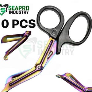 Lot 10 PC Trauma Shears 7.5 inch – Rainbow Medical Scissors EMT & Nurse Bandage Scissors with Non-Stick Stainless Steel Blades, Black Handle