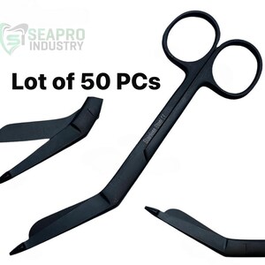 Lot of 50 Pcs  Bandage Scissors 5.5&quot; – All Black Stainless Steel Nursing Scissors for Nurses, Students & Medical Staff, Multi-Purpose Shears