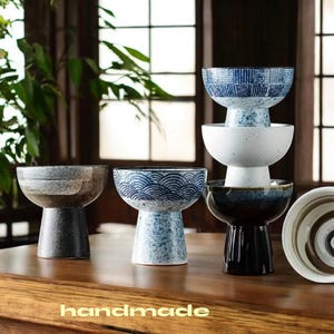 Handmade Ceramic Pedestal Bowl | Japanese Footed Dish for Appetizers, Snacks, Decor | Gift for Mom, Hostess | Mother’s Day 2025 Ready