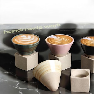 Handmade Japanese Ceramic Espresso Cup: Retro Cone Design