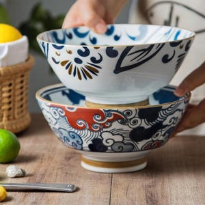 Japanese Hat Ceramic Bowl – Retro Ramen Soup, Noodle, Salad & Fruit Bowl, Kitchen Tableware, Gift for Foodies, Father&#39;s Day Dinnerware