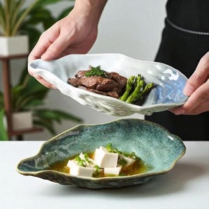 Kiln Glazed Ceramic Oyster Dish: Japanese Style Dipping Bowl