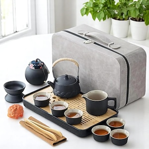 Japanese Chinese Ceramic Tea Set – Traditional Teapot & Cups for Matcha or Gongfu, Holiday Gift for Her, Birthday, Housewarming, Xmas