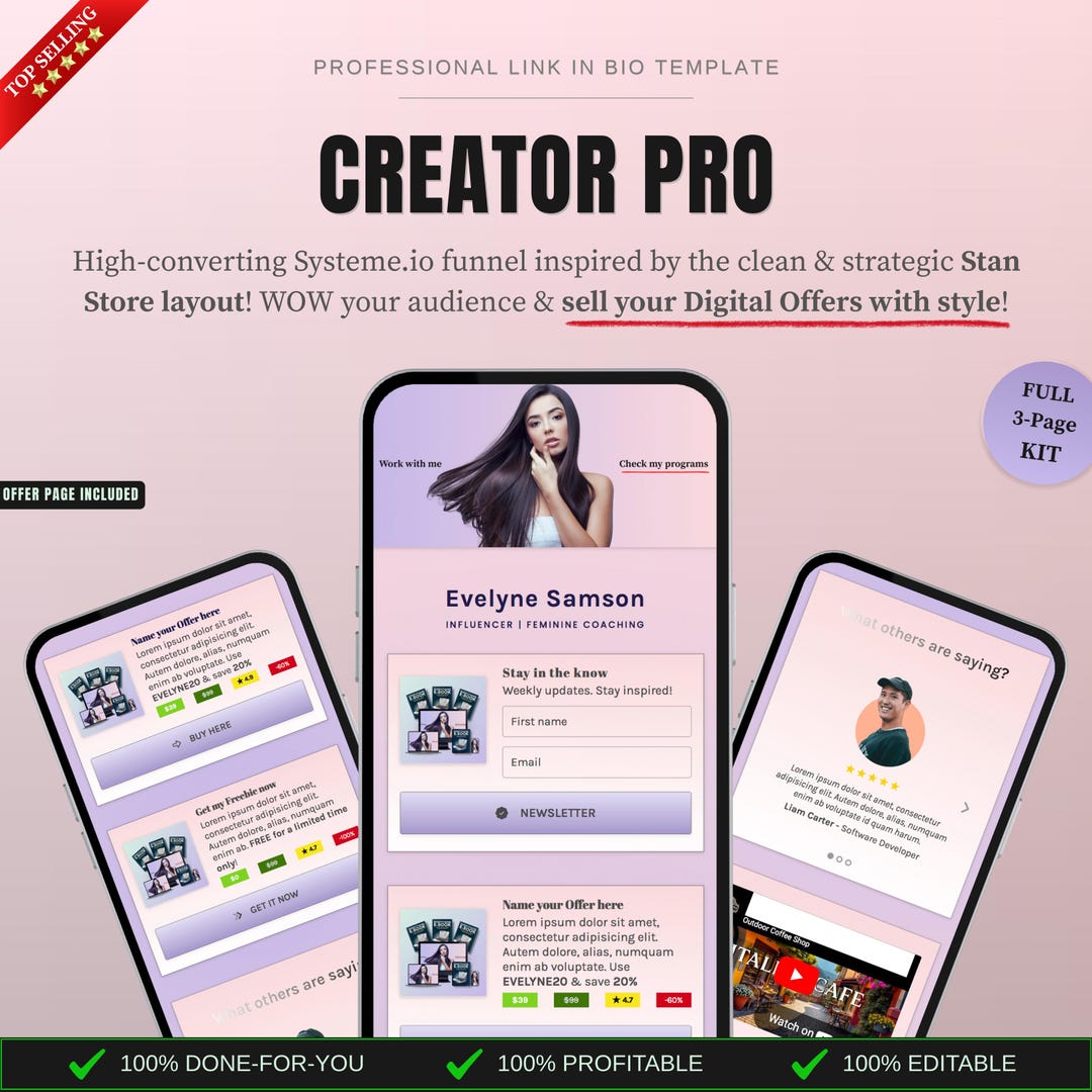 Systeme.io Stan Store Theme | Link-in-bio Template | Instagram ...