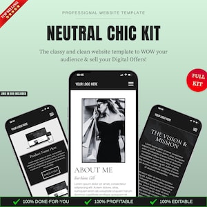 Neutral Chic Website Template: Systeme.io 8-Page Funnel (MRR PLR)